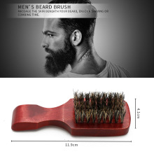 Escova de barba de madeira de cerdas de javali FQ marca com conjunto de kit de identificador